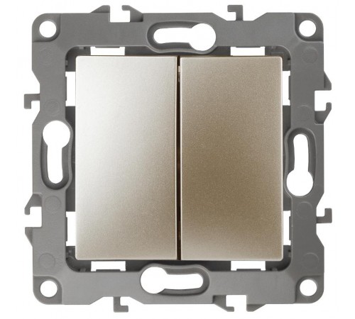 Выключатель двойной 12-1104-04  10АХ-250В,  шампань  Б0014648  ЭРА