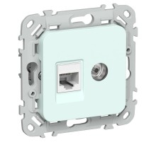 FLITE Розетка 2-ая RJ45/TV кат.5Е UTP РКТВ5е-2-0-ФлХЛ холодный лед  FI-AK22-1-K94  IEK