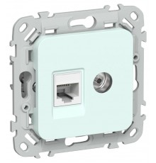 FLITE Розетка 2-ая RJ45/TV кат.5Е UTP РКТВ5е-2-0-ФлХЛ холодный лед  FI-AK22-1-K94  IEK