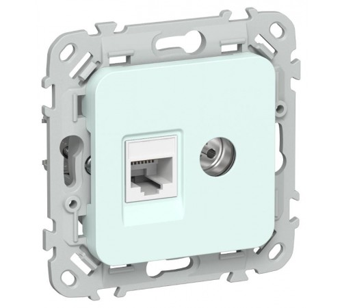 FLITE Розетка 2-ая RJ45/TV кат.5Е UTP РКТВ5е-2-0-ФлХЛ холодный лед  FI-AK22-1-K94  IEK