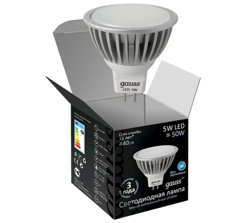 Лампа светодиодная LED 5Вт GU5.3 220В 4100К MR16  101505205  Gauss