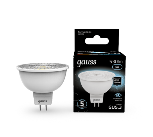 Лампа светодиодная LED 5Вт GU5.3 220В 4100К MR16  101505205  Gauss