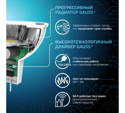 Лампа светодиодная MR16 9W 830lm 4100K GU5.3 LED 1/10/100  101505209  Gauss