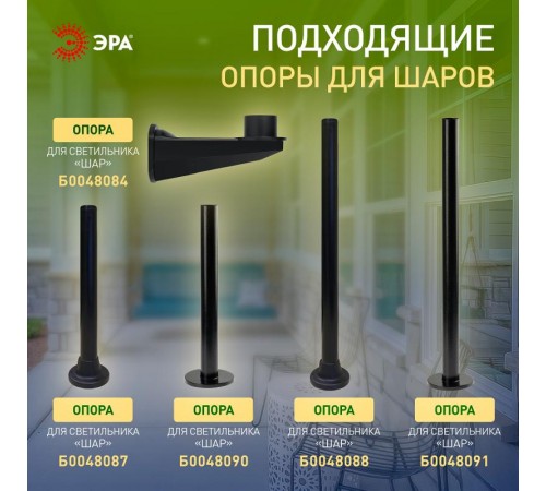 Светильник садово-парковый НТУ 01-100-302 без опоры, шар прозрачный D=300 mm  Б0048049  ЭРА