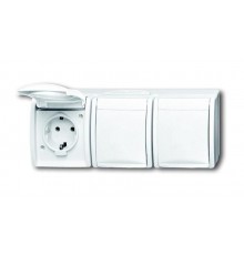 Розетка SCHUKO 16А 250В IP44, тройная, для открытого монтажа, серия ocean, цвет альпийский белый  2084-0-0712   2CKA002084A0712  ABB