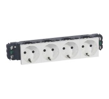 Розетка Mosaic DLP нем.ст. 4Х2К+З безвинтовые зажимы  077404  Legrand