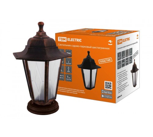 Светильник садово-парковый НТУ 06-60-001 шестигранник, напольный, пластик, расс.пластик, медь  SQ0330-0787  TDM