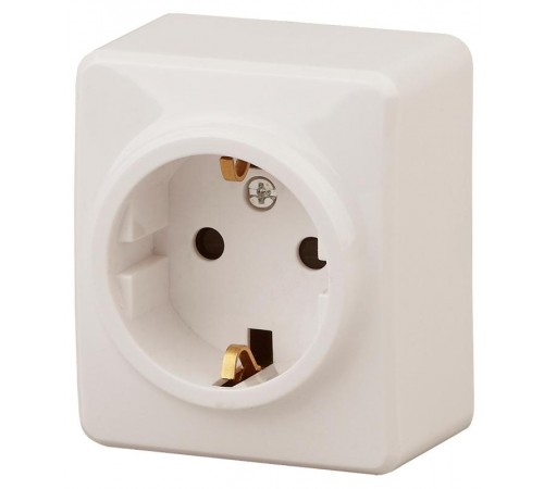 Розетка 11-2203-02  2P+E Schuko, 16АХ-250В, ОУ, Эксперт, Слоновая кость Б0020686  ЭРА