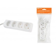 Удлинитель бытовой  У4  4 гнезда, 5метров, без заземления, ПВС 2х0,75мм2  10А/250В   SQ1303-0212  TDM