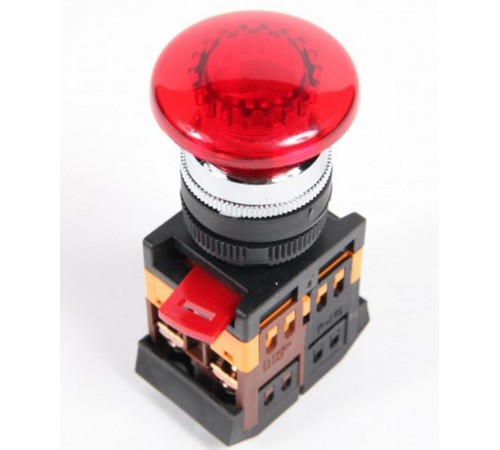 Кнопка AELA22 "Грибок" красный d22мм неон/240В 1з+1р   BBG20-AELA-K04  GENERICA