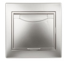 Розетка Intro Plano 1-203-03 с заземлением 2P+E Schuko с крышкой, 16А-250В, IP20, СУ, алюминий  Б0053892  Intro