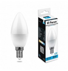 Лампа светодиодная LB-570 (9W) 230V E14 6400K свеча  25800  FERON
