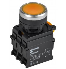 Кнопка с подсвет. и фикс. d=22мм 1NO+1NC жёлтая MASTER  MI-BT60-11TD-3-11-K05  IEK