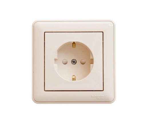 W59 Слоновая кость Розетка с заземлением с защитными шторками (в сборе)  RS16-152-28  SE