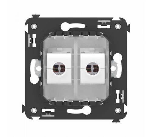 Компьютерная розетка RJ-45 без шторки в стену, кат.6А двойная, "Avanti", "Белое облако"  4400674  DKC
