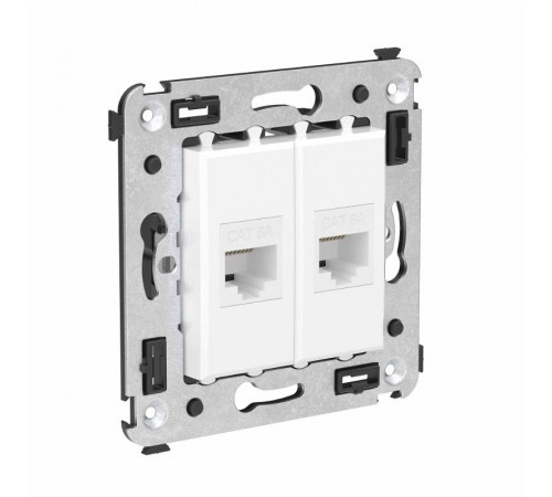 Компьютерная розетка RJ-45 без шторки в стену, кат.6А двойная, "Avanti", "Белое облако"  4400674  DKC
