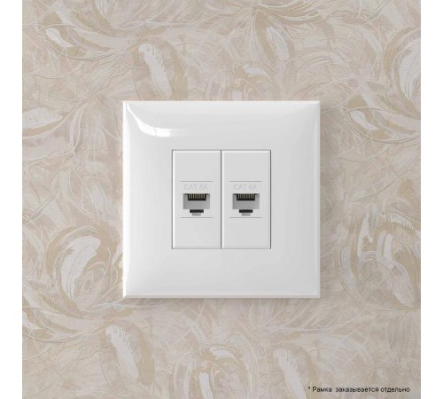 Компьютерная розетка RJ-45 без шторки в стену, кат.6А двойная, "Avanti", "Белое облако"  4400674  DKC
