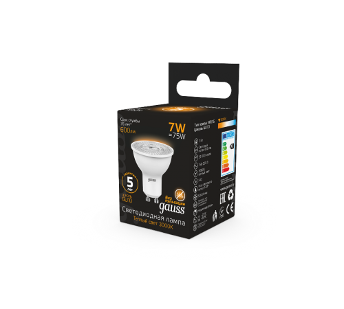 Лампа светодиодная LED 7Вт GU10 220В 2700К MR16  101506107  Gauss