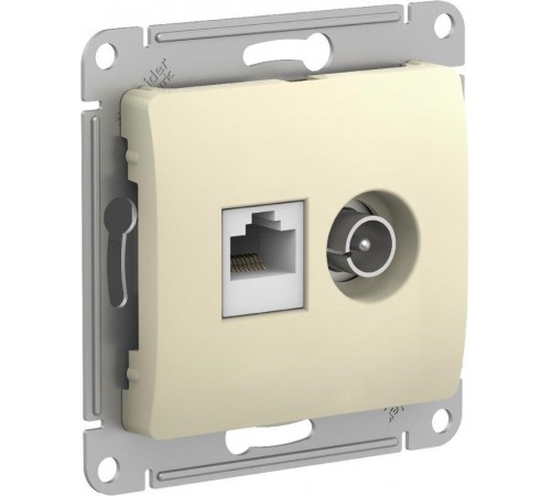 Glossa Бежевыйый Розетка 2-ая TV + компьютерная RJ45, кат. 5Е, механизм  GSL000289  SE