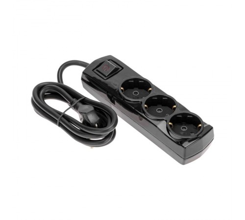 Удлинитель PREMIUM 3 гнезда, 1,5м, 3х1,5мм, с/з, с выключателем, черный  13-4106  REXANT