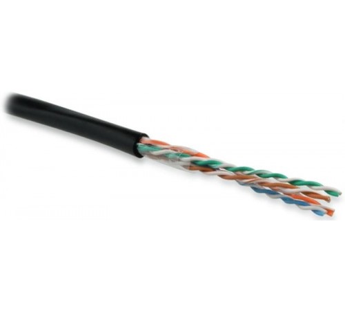 Кабель витая пара UUTP4-C5E-S24-OUT-PE-BK-100 (100м)неэк.U/UTP,кат.5e,4п.(24AWG),одн.(solid),внеш.,PE,-40°C - +60°C,черн.  49127  Hyperline