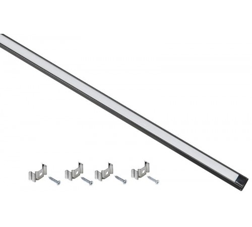 Профиль алюминиевый для LED ленты 1607 прям. 2м к-т опал черн.  LSADD1607-SET1-2-N1-1-K02  IEK