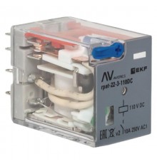 Реле промежуточное с кнопкой и мех. Индикацией RPAt 22/3 10A 110В DC  AVERES rpat-22-3-110DC EKF