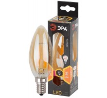 Лампа светодиодная F-LED B35-5W-827-E14 gold Лампы СВЕТОДИОДНЫЕ F-LED ЭРА (филамент, свеча золот., 5Вт, тепл, E14)  Б0027939  ЭРА