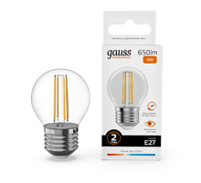 Лампа светодиодная   Filament Elementary Шар 10W 650lm 2700К Е27 LED 1/10/100  52210  Gauss