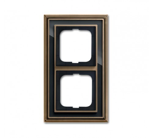 Рамка 2-постовая, серия Династия, Латунь античная, черное стекло  1754-0-4586   2CKA001754A4586  ABB