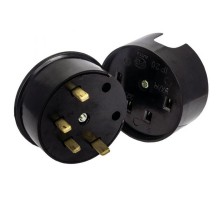 Разъем РШ-ВШ 32А 380В 3P+PE (ОУ) карболитовый черный EKF PROxima  AS-380-O-04  EKF