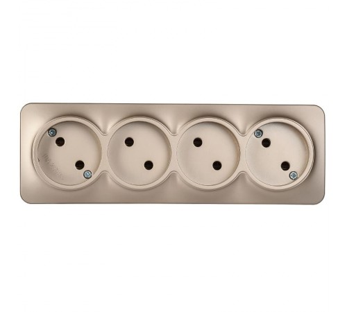 GLORY Розетка 4-местная без з/к/ш о/у 10А РС24-2-ХШм шампань матовый  ERH40-K37M-10  IEK