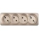 GLORY Розетка 4-местная без з/к/ш о/у 10А РС24-2-ХШм шампань матовый  ERH40-K37M-10  IEK