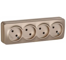 GLORY Розетка 4-местная без з/к/ш о/у 10А РС24-2-ХШм шампань матовый  ERH40-K37M-10  IEK