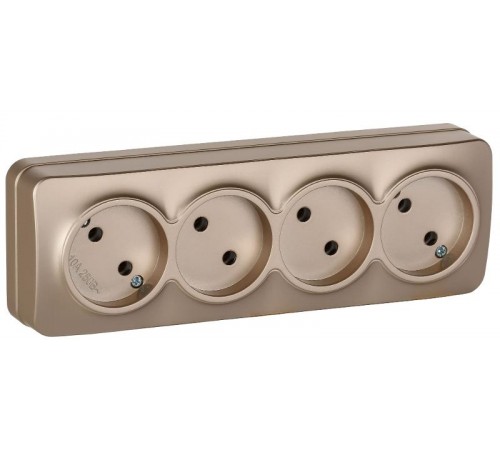 GLORY Розетка 4-местная без з/к/ш о/у 10А РС24-2-ХШм шампань матовый  ERH40-K37M-10  IEK