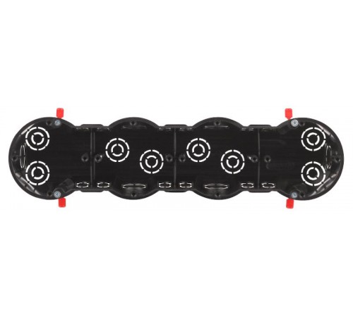 Коробка установочная ЭРА KUP-4-70-45 черная 4х местная 283х70х45мм для полых стен саморезы пластиковые лапки IP30   Б0064951  ЭРА