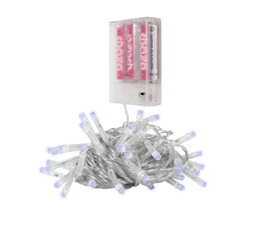 Гирлянда декоративная питание от ЭП  DC-G01-80W, 80 бел. LED, 7.8 м., 8 реж., 3xAA, IP20  .5047778  ФАZА