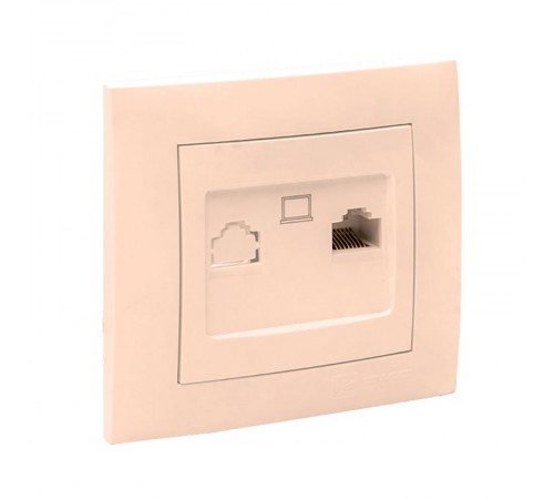 Валенсия розетка компьютерная RJ-45 1-местная кремовая EKF PROxima   EWK01-035-20   EKF