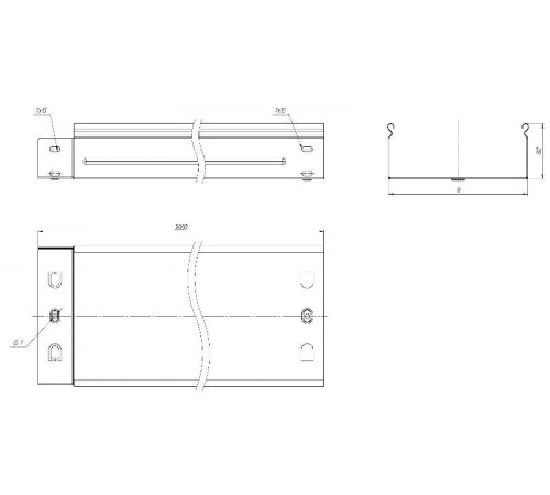 Лоток неперфорированный металлический 80х500х3000-1,0мм (6м)   L8050000  EKF