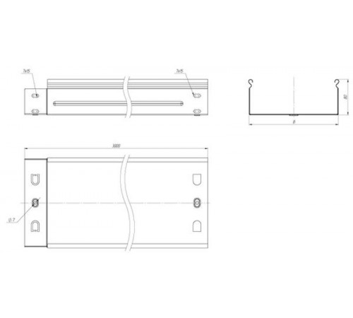 Лоток неперфорированный металлический 80х500х3000-1,0мм (6м)   L8050000  EKF