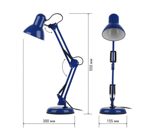 Светильник настольный N-214-E27-40W-BU Е27 с основанием синий  Б0052763  ЭРА