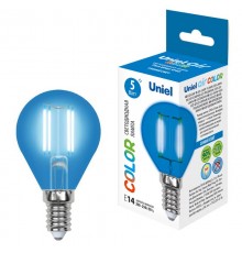Лампа светодиодная LED-G45-5W/BLUE/E14 GLA02BL LED. "шар". серия Air color. Синий свет  UL-00002989  Uniel