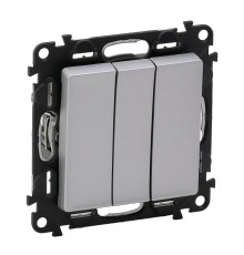 Valena LIFE DIY Алюминий Выключатель 3-клавишный 10А 250В  752603  Legrand