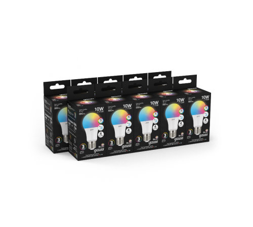 Лампа светодиодная A60 10W E27 RGBW+димирование LED 1/50  102102410  Gauss