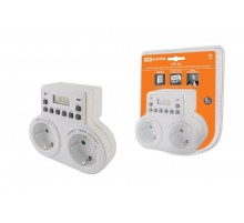 Таймер розеточный ТРЭ-03-1мин/7дн-10on/off-2х8А-2р (недельный, 2 розетки)  SQ1506-0006  TDM ELECTRIC