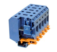 Клемма проходная, винтовой зажим, 2 точки подключения,  240 кв.мм, синяя  KRUH-240-BU  DKC