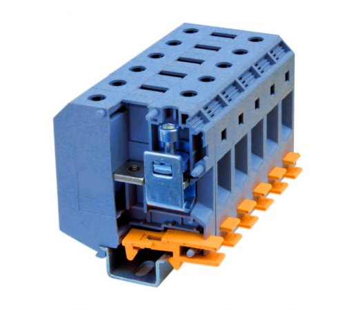 Клемма проходная, винтовой зажим, 2 точки подключения,  240 кв.мм, синяя  KRUH-240-BU  DKC
