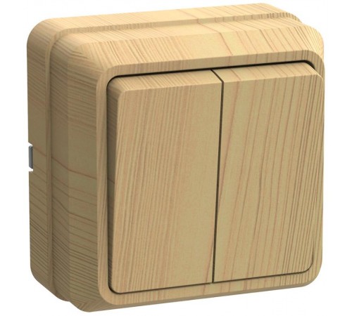 ОКТАВА сосна Выключатель 2-клавишный О/У 10А ВС20-2-0-ОС  EVO20-K03-10-DC  GENERICA