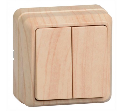 ОКТАВА сосна Выключатель 2-клавишный О/У 10А ВС20-2-0-ОС  EVO20-K03-10-DC  GENERICA