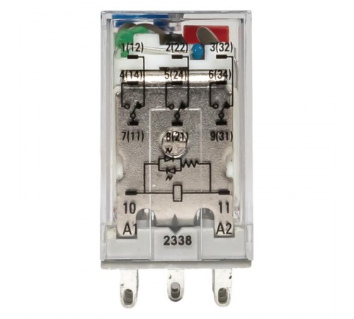 Реле промежуточное с кнопкой и мех. Индикацией RPAt 22/3 10A 110В DC  AVERES rpat-22-3-110DC EKF